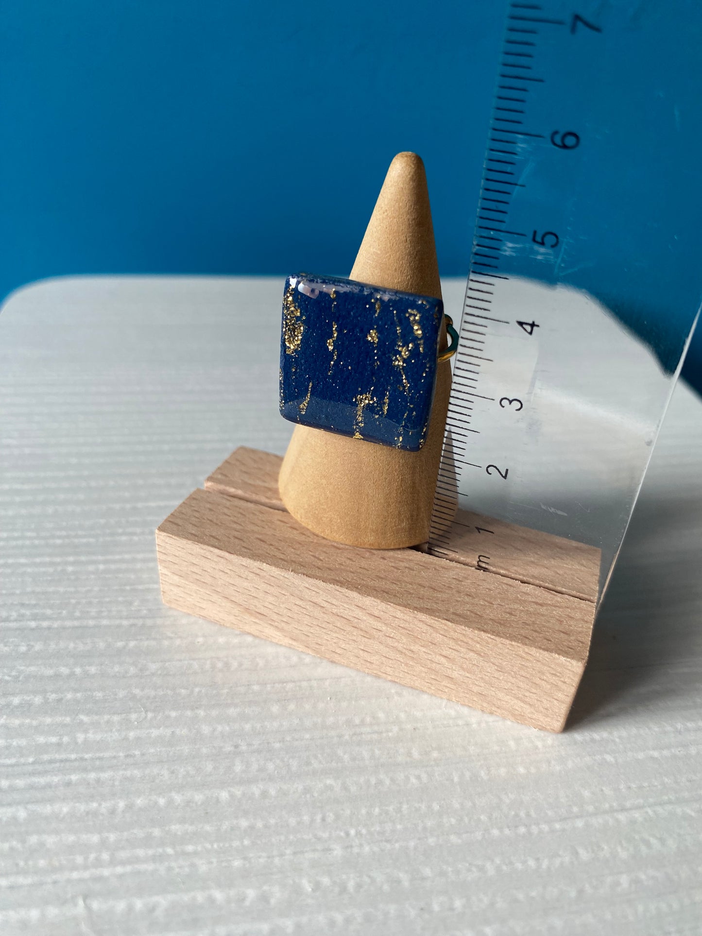 Anello SQUARE GOLDY BLUE