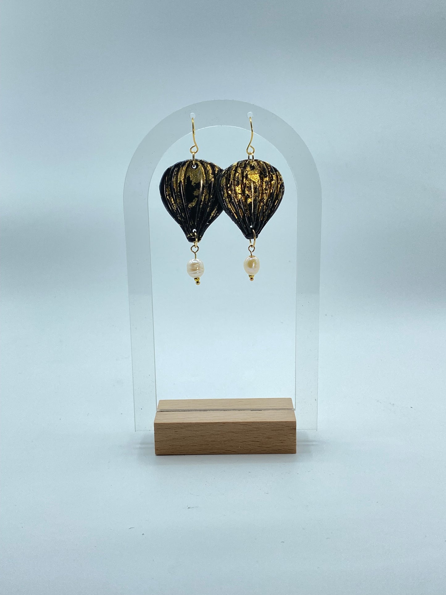 Orecchini Mongolfiera Nera e Oro