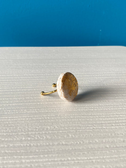 Anello ROUND GOLDY WHITE