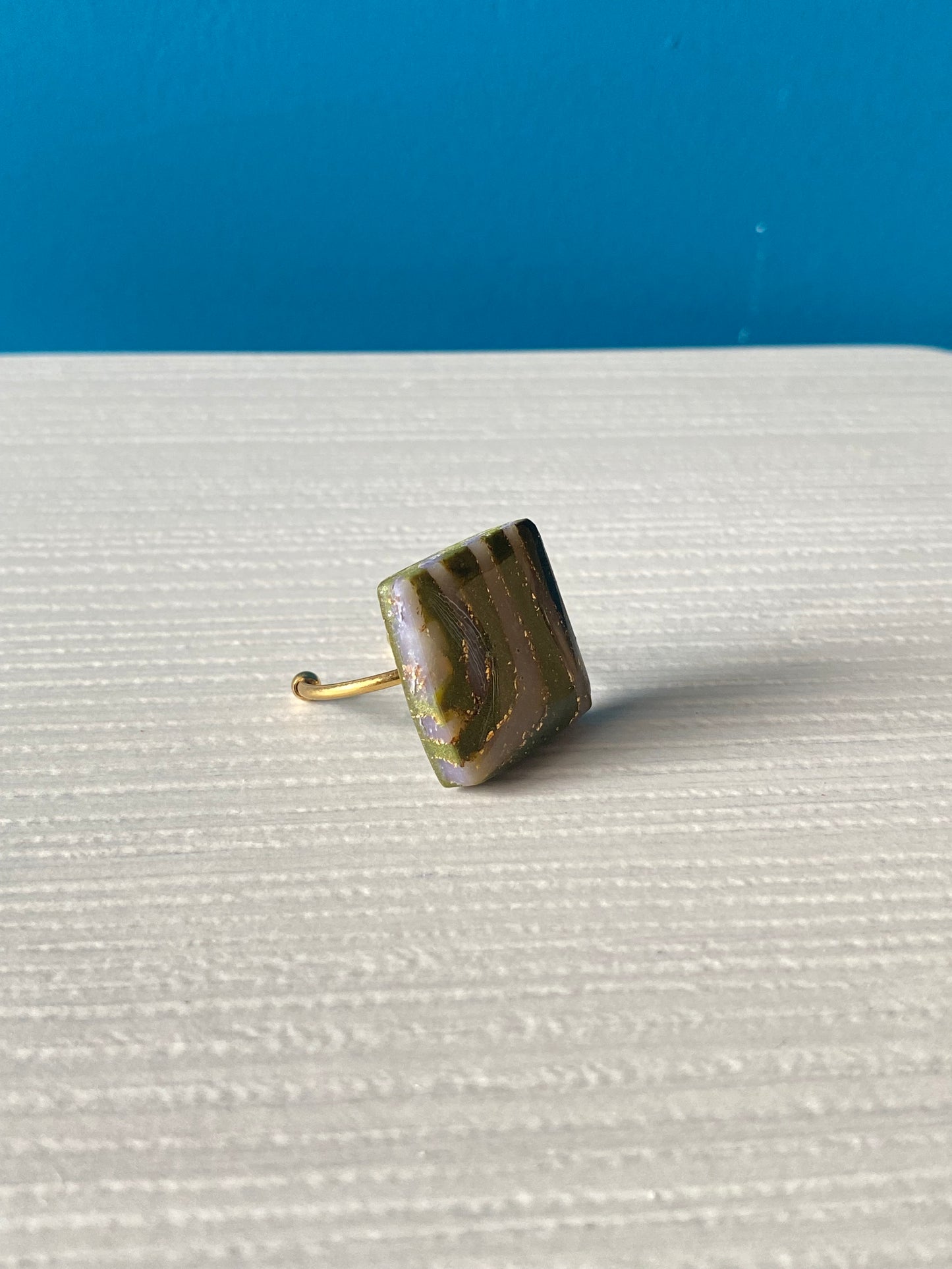 Anello SQUARE STRIPY GREEN